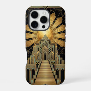 Golden Art Deco iPhone 16 Pro Hülle