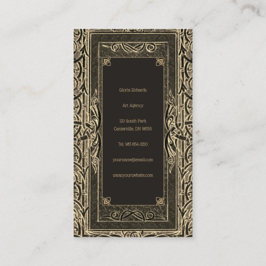 Golden Art Deco mit Ihrer Monogram Business Card Visitenkarte (Rückseite)