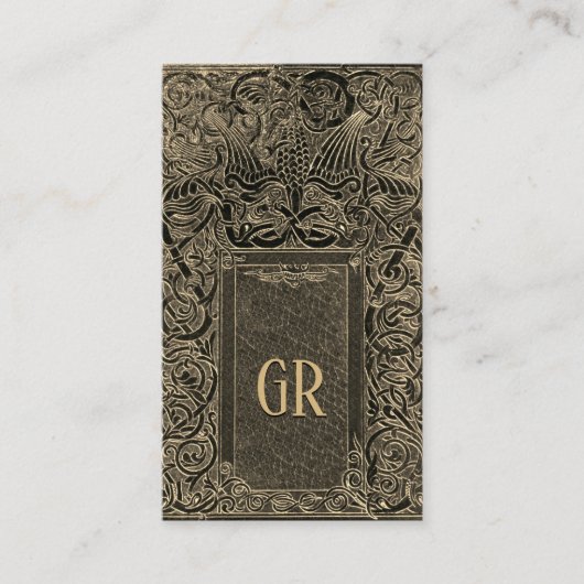 Golden Art Deco mit Ihrer Monogram Business Card Visitenkarte (Vorderseite)