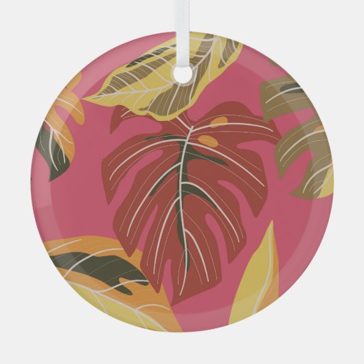 Golden Art Deco Naturparadies Ornament Aus Glas (Vorderseite)