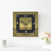 Golden Art Deco Quadratische Wanduhr (Zuhause)