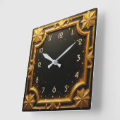 Golden Art Deco Quadratische Wanduhr (Winkel)