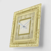 Golden Art Deco Quadratische Wanduhr (Winkel)