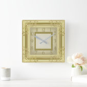 Golden Art Deco Quadratische Wanduhr (Zuhause)