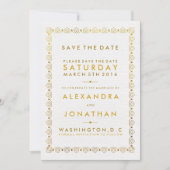 Golden Art Deco Speichern Sie die Datumskarten Save The Date (Vorderseite)