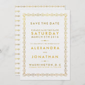 Golden Art Deco Speichern Sie die Datumskarten Save The Date (Vorne/Hinten)