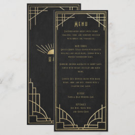 golden art deco wedding menu menükarte