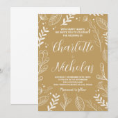 Golden Art Wedding Einladungen (Vorne/Hinten)