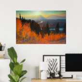Golden Aspens Above Snake River At Sunset Poster (Heimbüro)