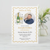 Golden at Fifty Party Photo 50th Birthday  Einladung (Stehend Vorderseite)