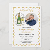 Golden at Fifty Party Photo 50th Birthday  Einladung (Vorne/Hinten)