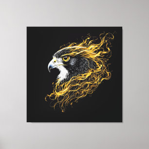 "Golden Aura" Falke Majestätische Wandkunst Leinwanddruck