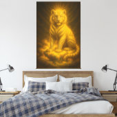 Golden Aura White Tiger – Divine Celestial Guardia Leinwanddruck (Insitu (Schlafzimmer))