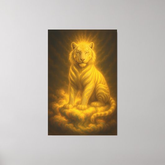 Golden Aura White Tiger – Divine Celestial Guardia Leinwanddruck (Vorderseite)