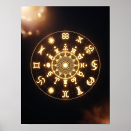 Golden Aura Zodiac Mandala - Spirituelle Kunst Poster