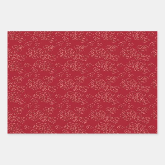 Golden Auspicious Wolken 2023 Chinesisches Neujahr Geschenkpapier Set (Vorderseite 3)