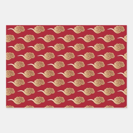 Golden Auspicious Wolken 2023 Chinesisches Neujahr Geschenkpapier Set (Vorderseite 2)