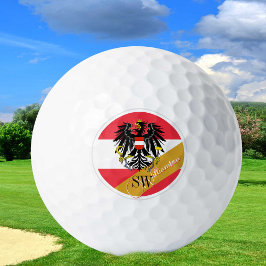 Golden Austria & Monogram, Österreichische Flagge  Golfball
