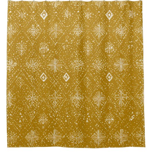 Golden Autumn Christmas Snowflake Pattern Duschvorhang (Vorderseite)