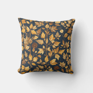 Golden Autumn Leaves Pattern Cushion Kissen