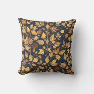 Golden Autumn Leaves Pattern Cushion Kissen