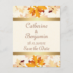 Golden Autumn Leaves Wedding Save the Date