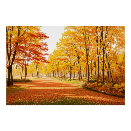 Golden Autumn Tree-lined Path Poster (Vorderseite)