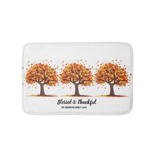 Golden Autumn Trees Happy Thanksgiving Greeting Badematte (Vorderseite)