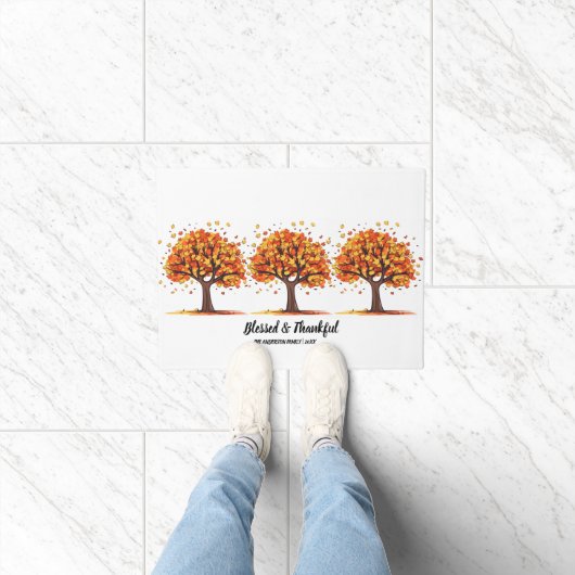 Golden Autumn Trees Happy Thanksgiving Greeting Fußmatte (Indoor)