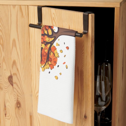 Golden Autumn Trees Happy Thanksgiving Greeting Geschirrtuch (Drittel gefaltet)