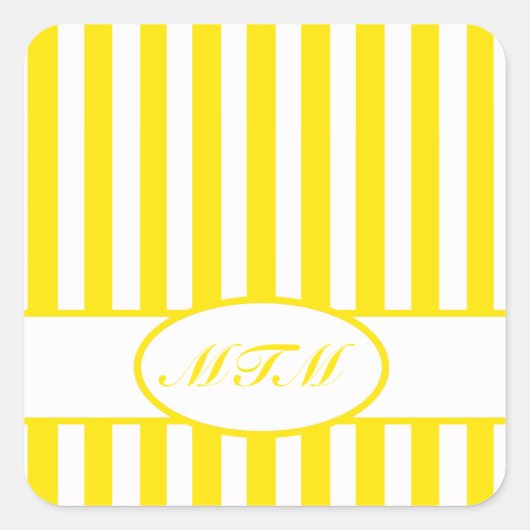 Golden Autumnal Streifen mit Monogramm Quadratischer Aufkleber (Vorderseite)