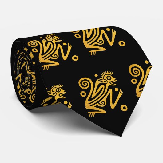 Golden Aztec Monkey Krawatte (Gerollt)