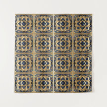 Golden Azure marokkanische geometrische Wand Art P
