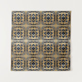 Golden Azure marokkanische geometrische Wand Art P Wandteppich (Vorderseite)