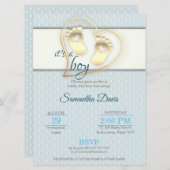 Golden Baby Boy Footprints und Hearts Baby Shooter Einladung (Vorne/Hinten)