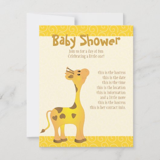 Golden Baby Giraffe Einladung (Vorderseite)