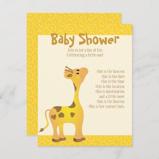 Golden Baby Giraffe Einladung (Vorne/Hinten)