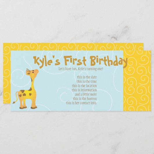 Golden Baby Giraffe Einladung (Vorne/Hinten)