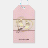 Golden Baby Girl Footprints und Hearts Baby Shoote Geschenkanhänger (Rückseite)