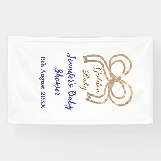 Golden baby Glitzer Bogen Royal Blue Babydusche Banner (Horizontal)