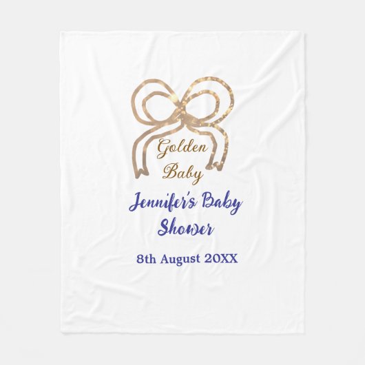 Golden baby Glitzer Bogen Royal Blue Babydusche Fleecedecke (Vorderseite)