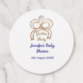 Golden baby Glitzer Bogen Royal Blue Babydusche Geschenkanhänger (Rückseite)