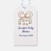 Golden baby Glitzer Bogen Royal Blue Babydusche Geschenkanhänger (Rückseite)