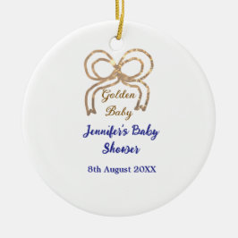 Golden baby Glitzer Bogen Royal Blue Babydusche Keramik Ornament