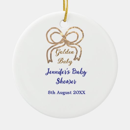 Golden baby Glitzer Bogen Royal Blue Babydusche Keramik Ornament (Vorne)