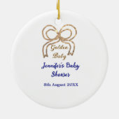 Golden baby Glitzer Bogen Royal Blue Babydusche Keramik Ornament (Hinten)