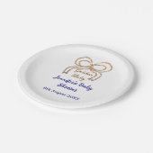 Golden baby Glitzer Bogen Royal Blue Babydusche Pappteller (Schrägansicht)