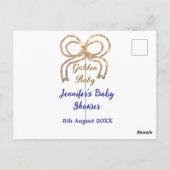 Golden baby Glitzer Bogen Royal Blue Babydusche Postkarte (Rückseite)