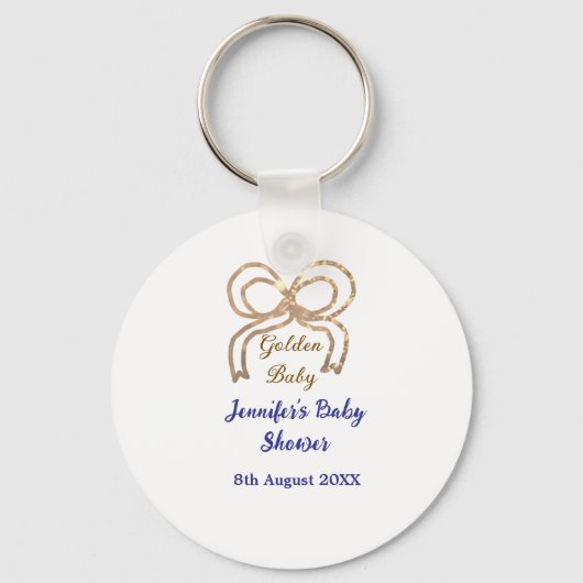 Golden baby Glitzer Bogen Royal Blue Babydusche Schlüsselanhänger (Vorderseite)