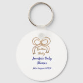 Golden baby Glitzer Bogen Royal Blue Babydusche Schlüsselanhänger (Rückseite)